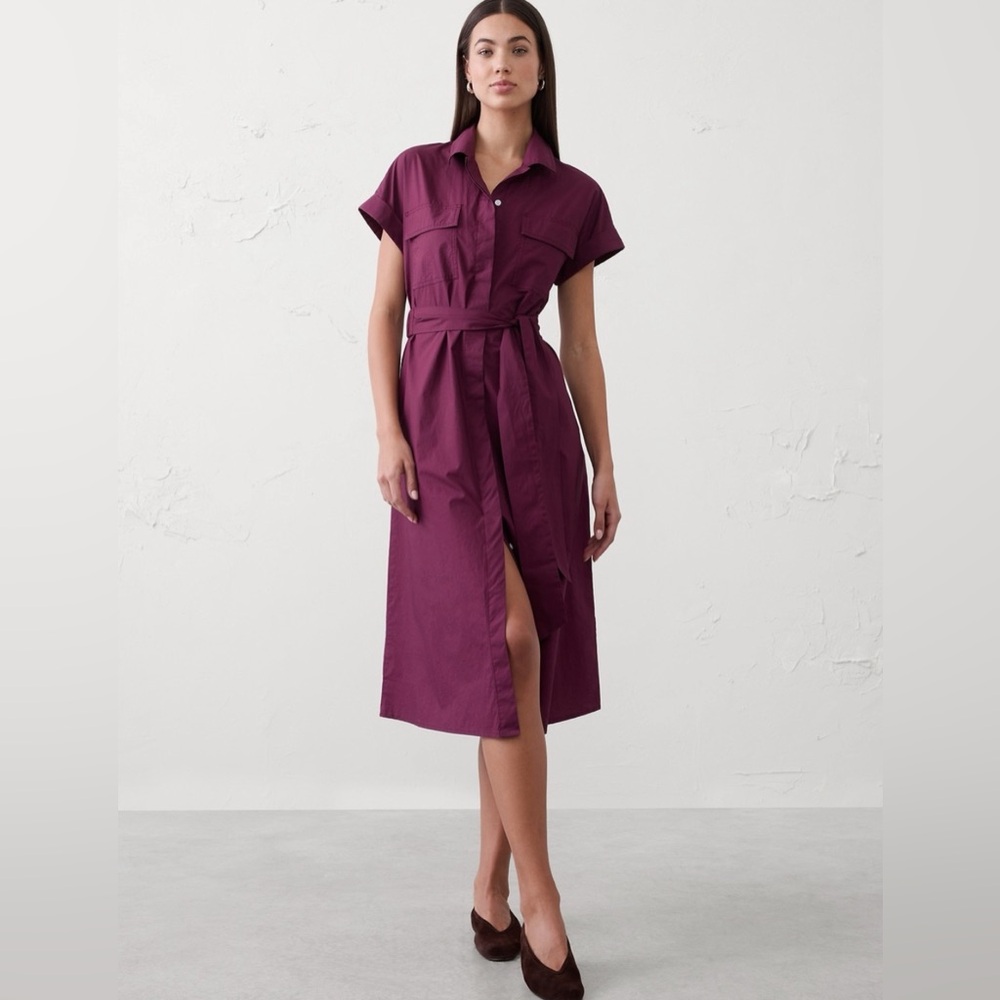 NWT! BANANA REPUBLIC POPLIN UTILITY MIDI SHIRTDRESS - Multiple🎻